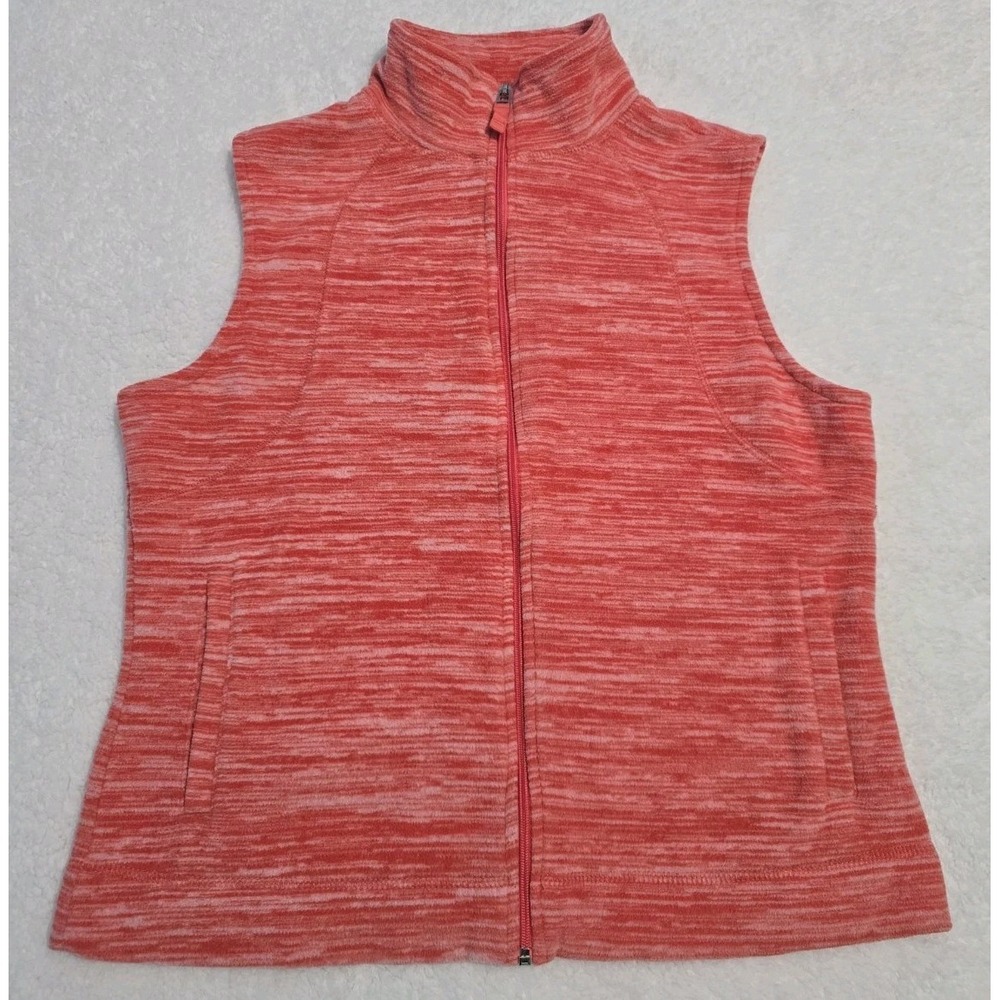 Kim Rogers Vest Womens Size M Marled Red Full Zipper Pockets Light Weight